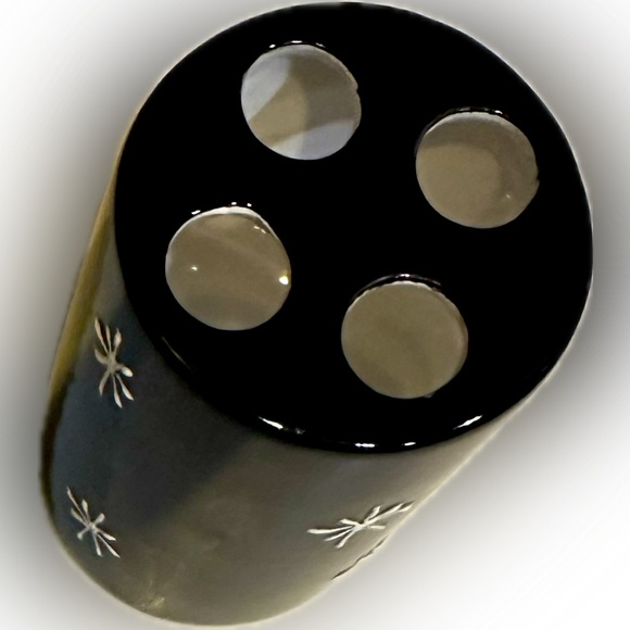 NEW VTG RARE CIC CERAMIC SANTA CLAUS TOOTHBRUSH HOLDER BLACK RED CERTIFIED INTER - Picture 5 of 8